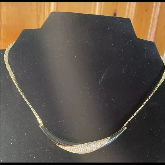 Vintage 1980s Christian Dior Rhinestone & Enamel Necklace - Picture 1 of 7